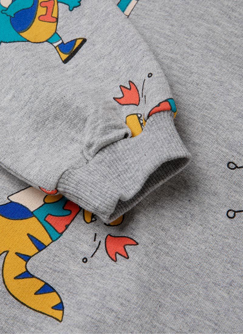 韓國 OZKIZ - 恐龍打籃球縮口連帽套裝-灰