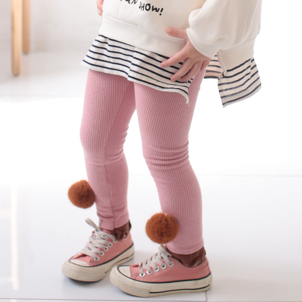 韓國 Coco Rabbit - (剩L)大球球捲邊內搭褲-粉紅