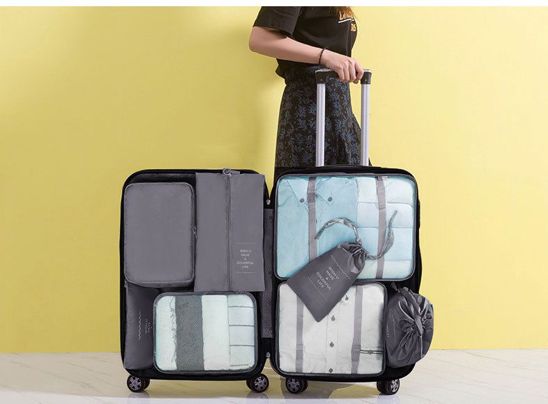 大容量行李分類整理袋-7入組-深藍色