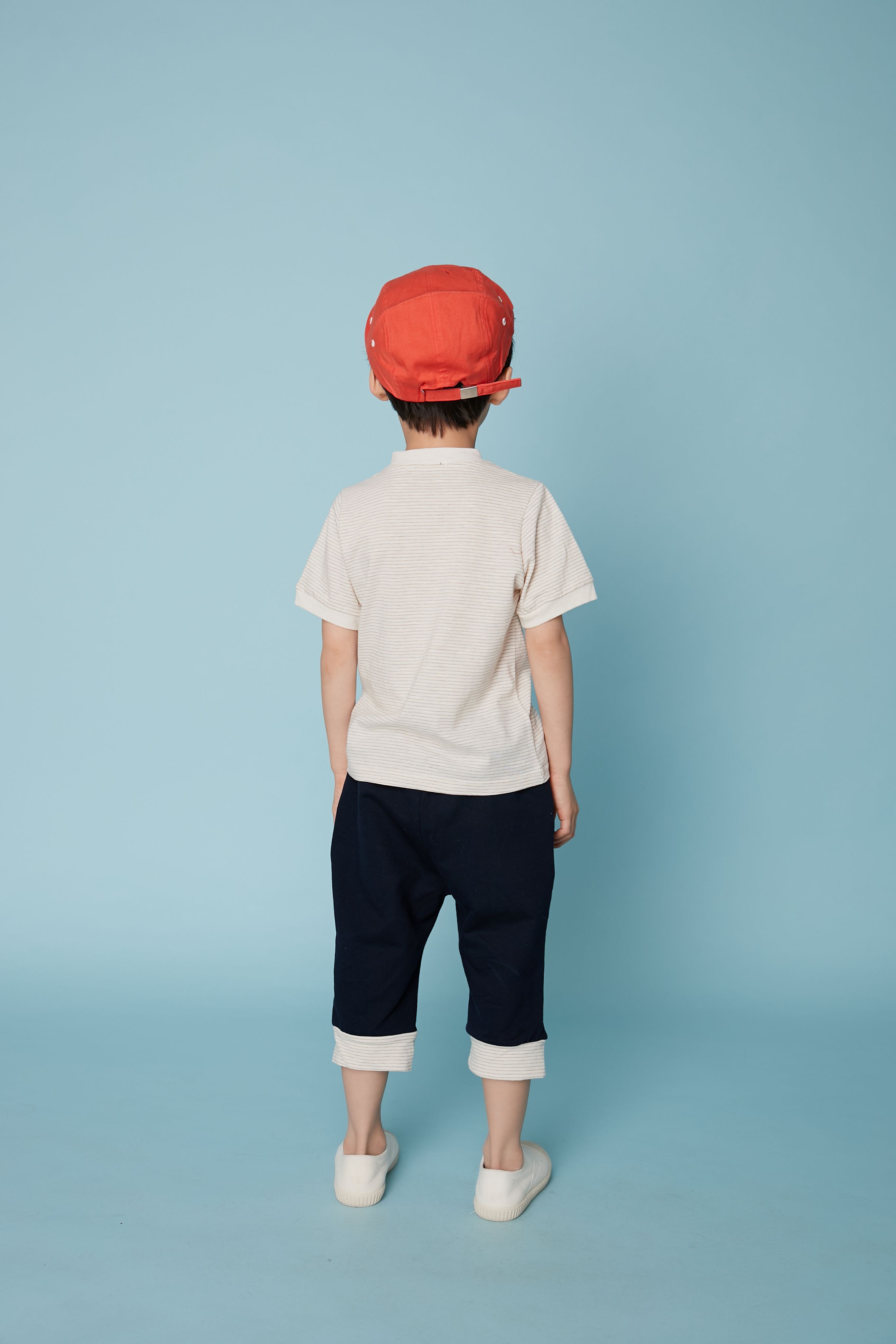 韓國 Coco Bang - 褲管反折7分褲-深藍