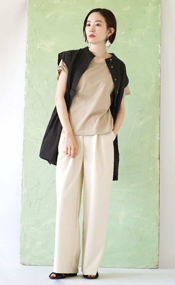 日本 zootie - 設計感抓皺修身無袖襯衫-綠