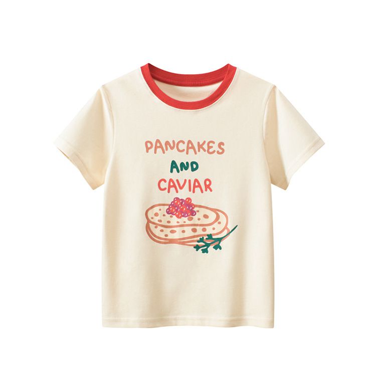 純棉短袖上衣-魚子醬煎餅-杏色