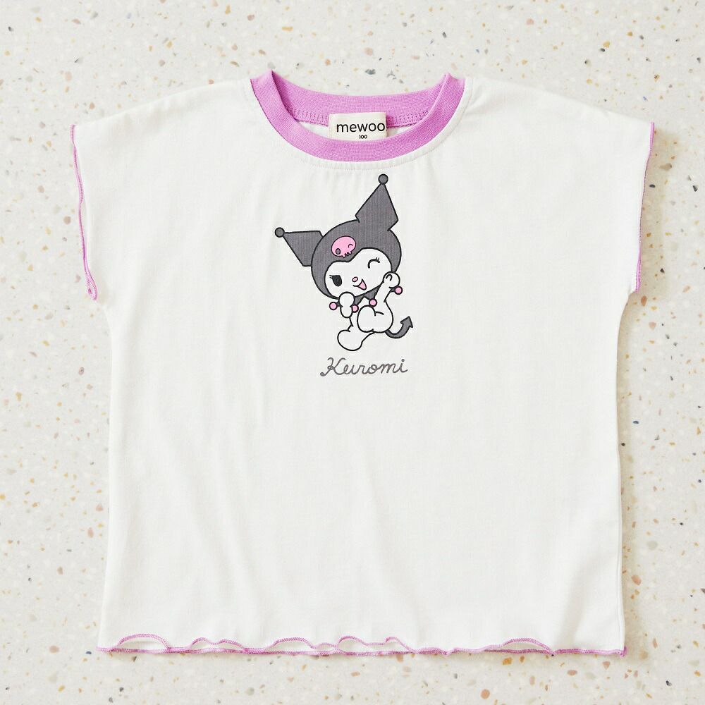 日本 ma lalumiere store - 三麗鷗聯名 彩色捲邊短袖上衣-酷洛米-紫