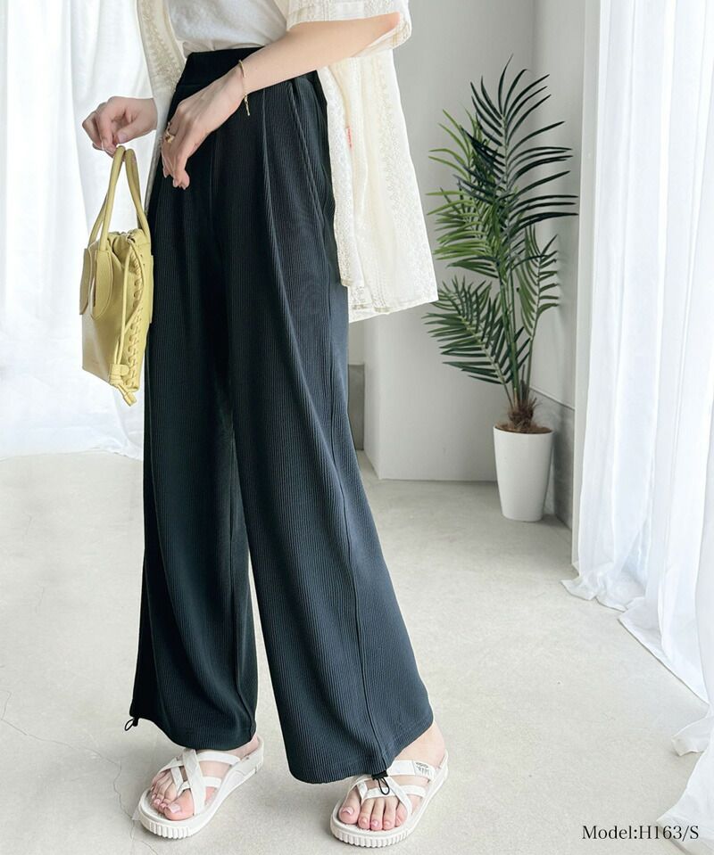 日本 Classical Elf - 2WAY抽繩修長美腿寬褲-寶藍