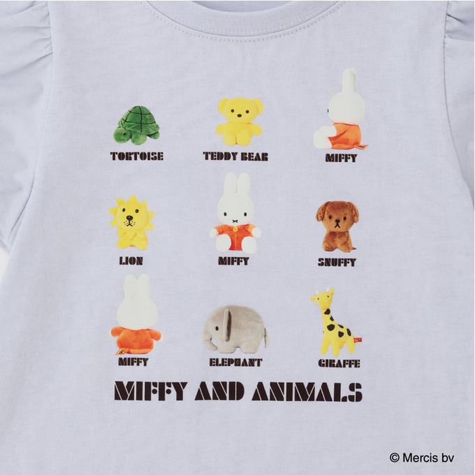 日本 Lycee mine - miffy聯名 速乾抗皺印花泡泡短袖上衣-灰藍