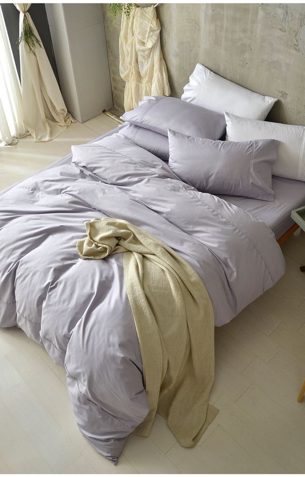 澳洲 Simple Living - 300織台灣製純棉床包枕套組-月見紫-單人