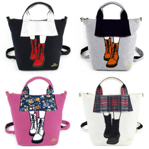 mis zapatos - 3way美腿包(棉布)-馬丁靴-GY灰色 (21*30*15cm)