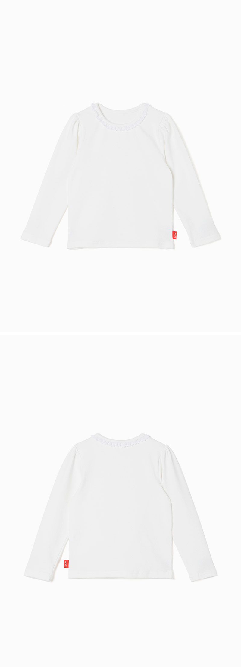 韓國 OZKIZ - 領口蕾絲點綴上衣-白