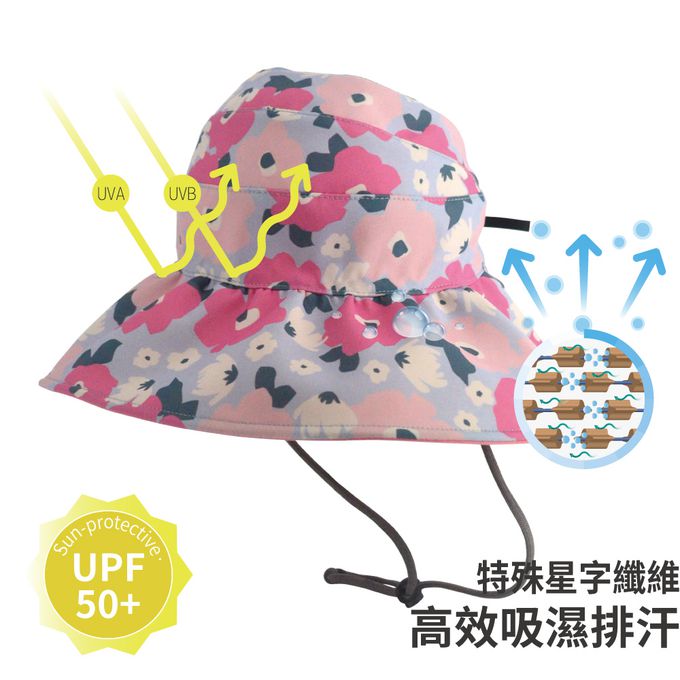 貝柔 Peilou - UPF50+透氣遮陽2用空心帽-花朵(兒童親子) (Free Size)