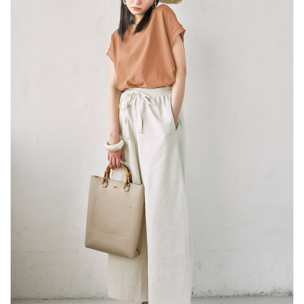 純棉百搭顯瘦法式袖長版上衣-珊瑚橘 (F)