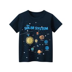 27KIDS - 純棉短袖上衣-銀河系-深藍色