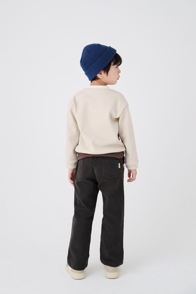 韓國 Coco Bang - 英倫三色拼接長袖上衣-米杏X咖啡