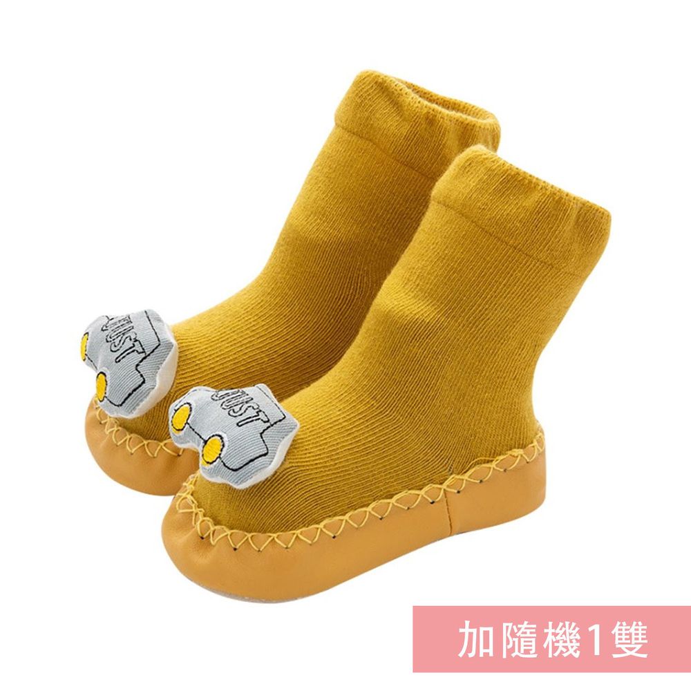 JoyNa - 寶寶步鞋襪 立體造型(底部止滑)-2雙入-黃色汽車+隨機1雙