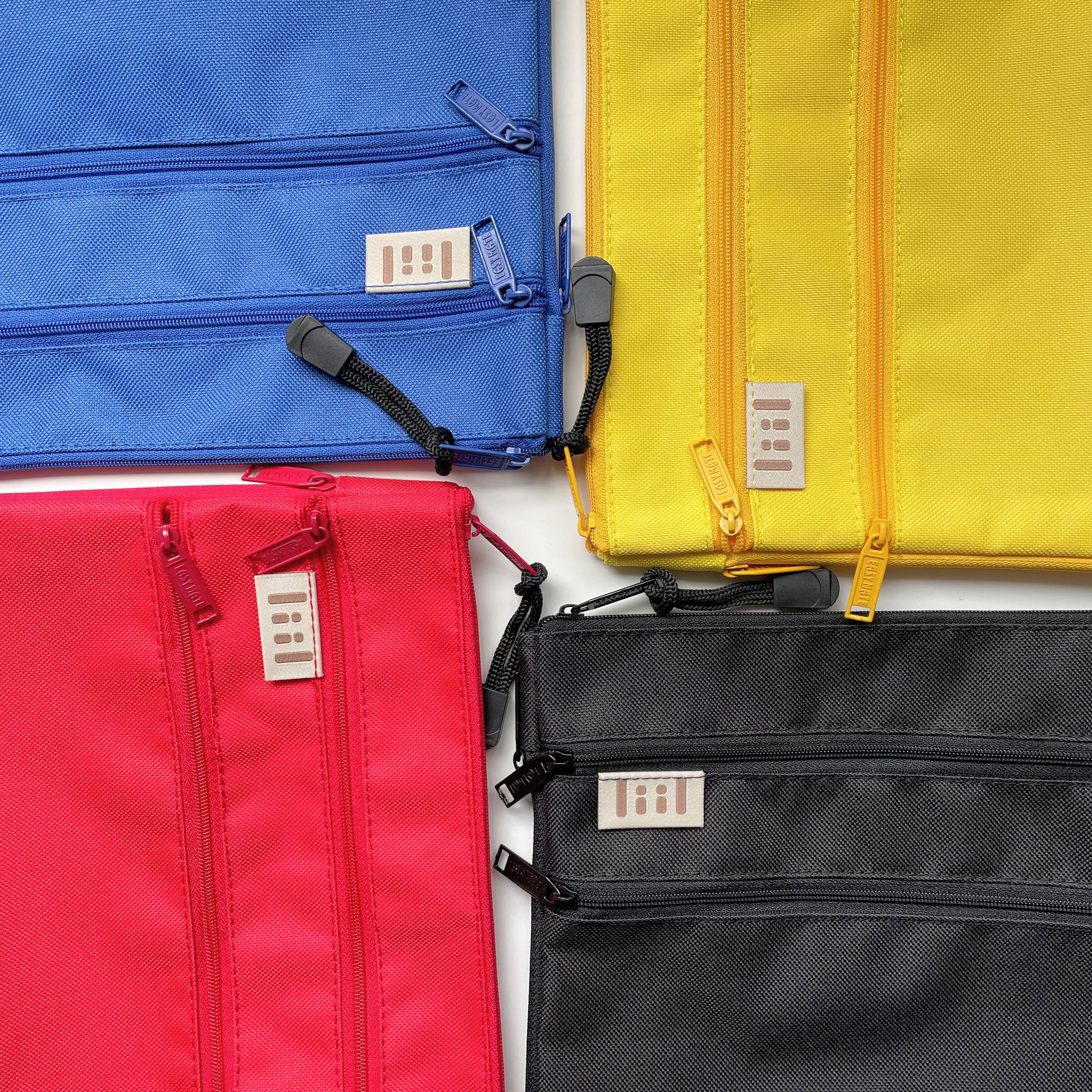 理理 liil - 紋理三拉鏈收納文件袋-風鈴藍 (M-250x190x45mm)