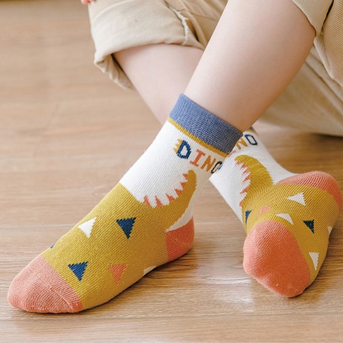 腳ㄚ子 - 兒童棉質中筒襪-俏皮萌龍