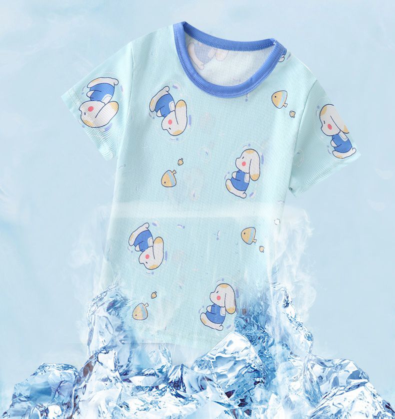 親子冰絲短袖家居服套裝/空調服-愛心熊熊-奶油白