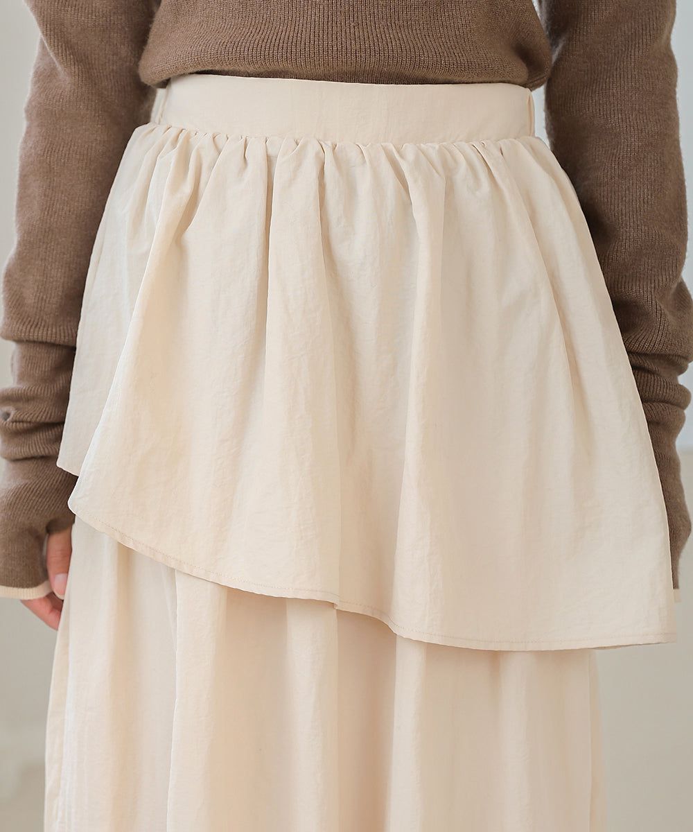 日本 Bab - 成熟可愛立體縐褶蛋糕長裙-米杏 (M)