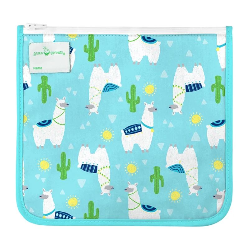 美國 green sprouts - 小綠芽可攜式、具保溫功能食物袋/零食袋與/三明治袋/小物收納袋 (可放三明治/食物/固齒器/奶嘴) 兩入組-羊駝寶寶