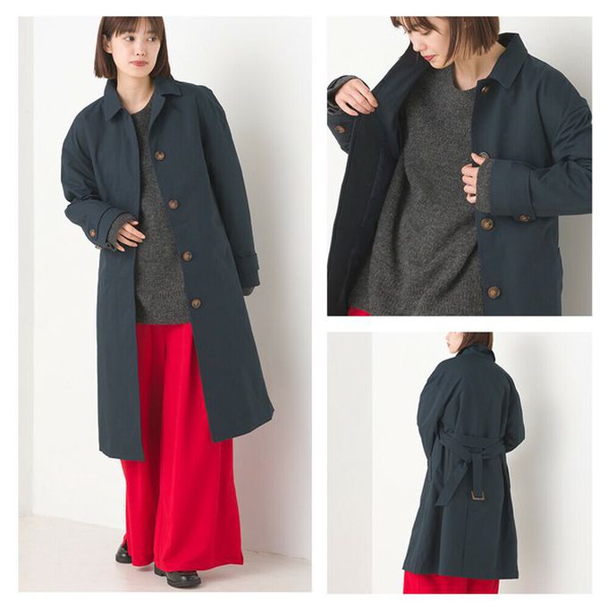 日本 OMNES - 美型簡約英倫風長版大衣/風衣-卡其