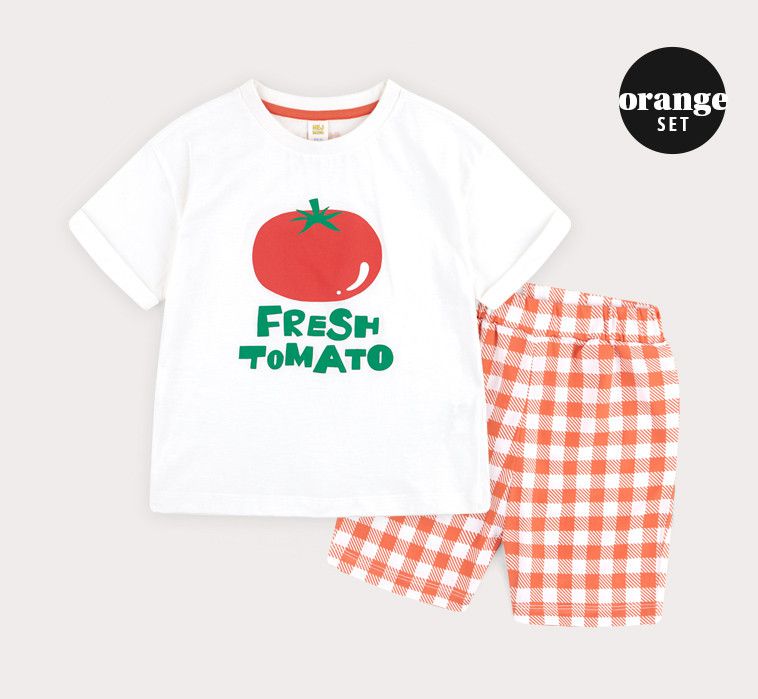 韓國 HEJMINI - 大番茄格子套裝-橘