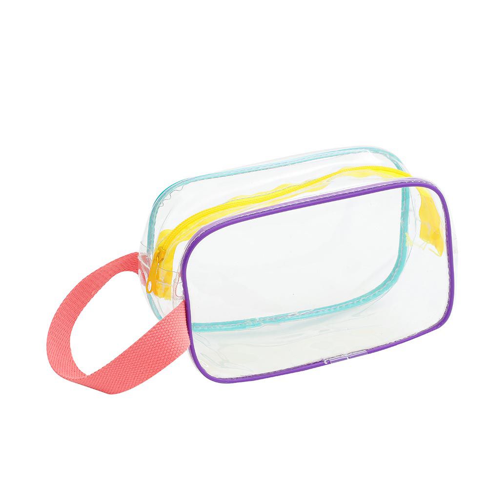 防水果凍透明收納袋/化妝包-粉色 (20×7×12cm)