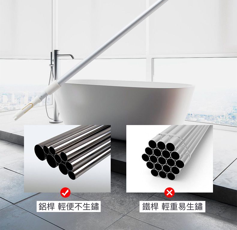 多功能居家清潔掃除套組-常用系列-2節輕巧伸縮桿x1+靜電除塵拖把頭x1+除塵撢頭x1+掃把頭x1+磁磚清潔刷頭x1+海綿刷頭x1+乾巾x3+濕巾x3