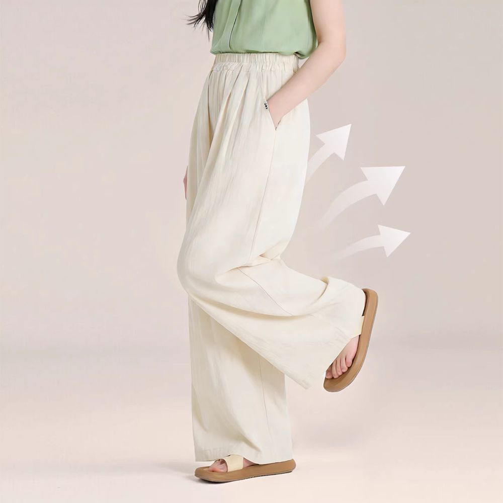 輕量透氣寬褲-淺杏色