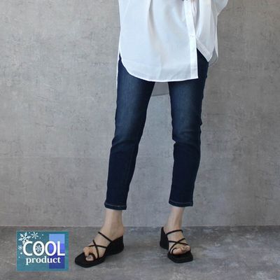 日本女裝代購 - Coolish 接觸涼感舒適快乾合身九分褲-海軍藍