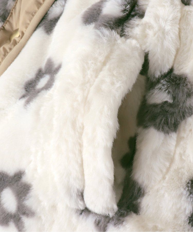 日本 apres les cours - 絎縫束腰氣質金釦雙面穿外套-花朵x淺卡其