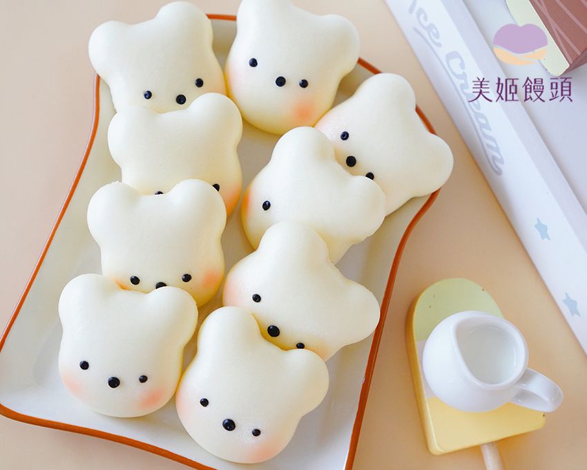 美姬饅頭 - 迷你小熊無糖鮮乳造型饅頭 (12入)-20g