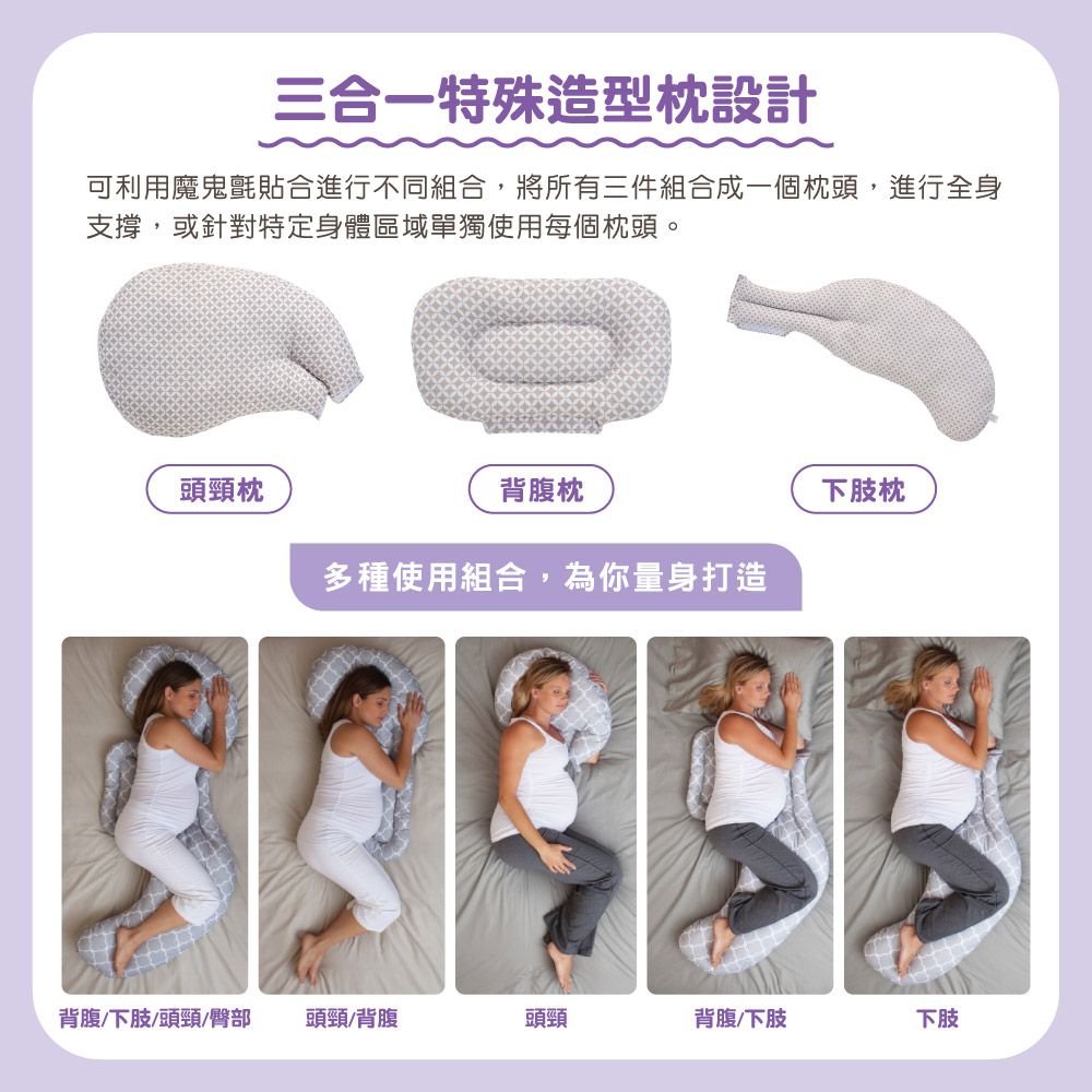 義大利 chicco - Boppy孕媽咪側睡舒壓枕(幾何沙棕)