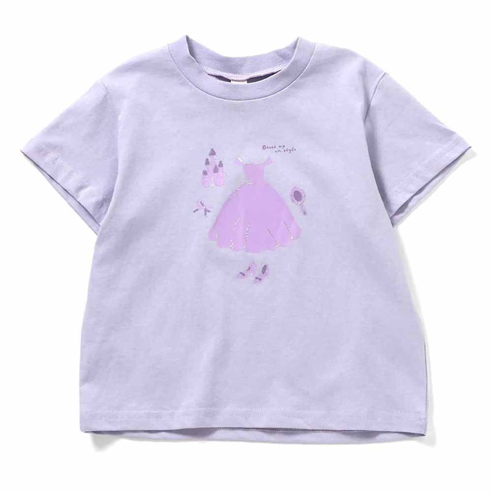 每天都想穿的純棉印花短袖T恤-公主洋裝-薰衣草