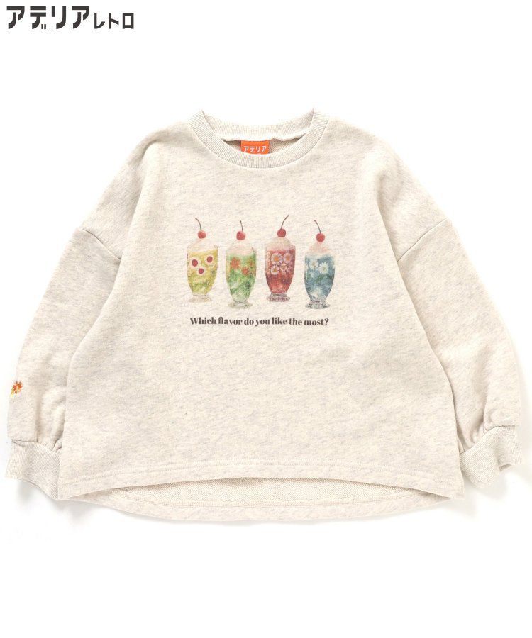 日本 BREEZE - 聯名款 昭和風純棉長袖上衣-冰淇淋蘇打-淺灰