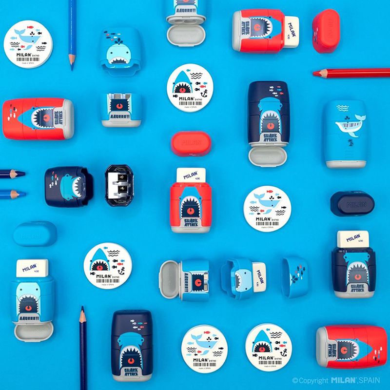 MILAN - COMPACT橡皮擦+削筆器_鯊客嘟嘟_天空藍