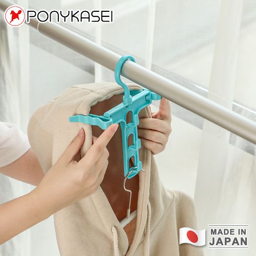 日本製帽T&高領衣服輔助曬衣架4件組(顏色隨機)