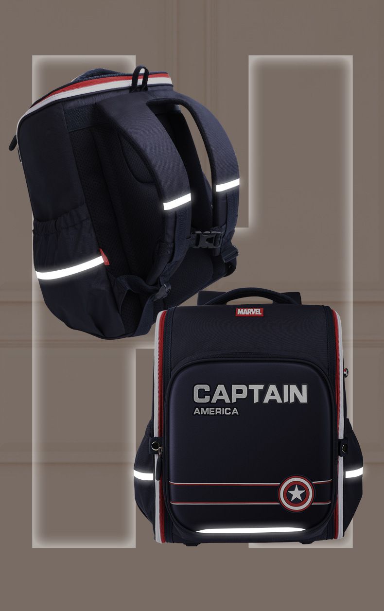 學院風卡通大容量減壓護脊書包-卡通人物鋼鐵人-黑色 (建議110-135cm)-30x19x37cm