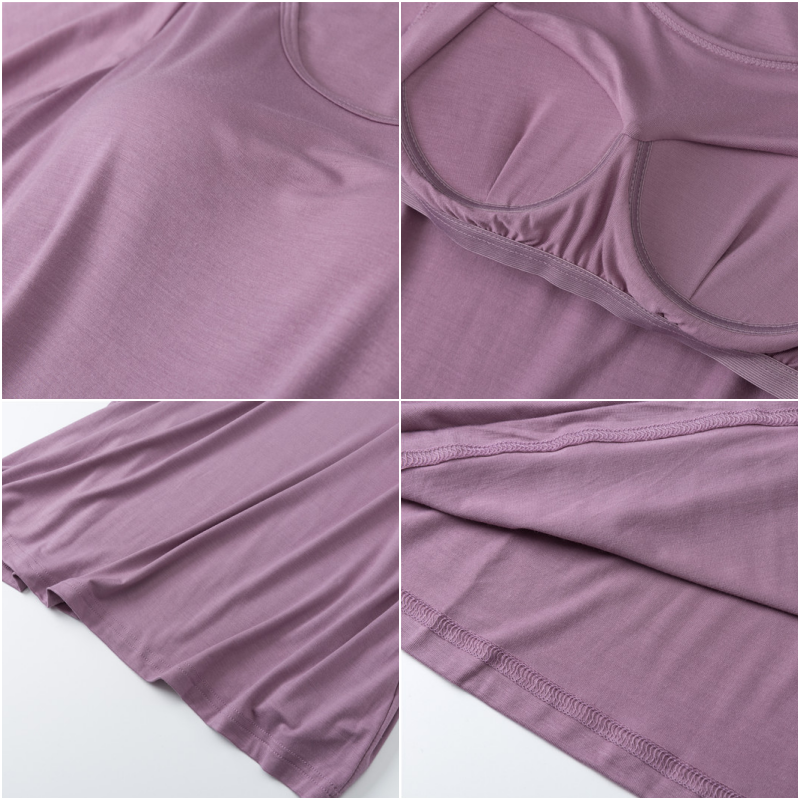 莫代爾柔軟涼感Bra T睡裙-黑色