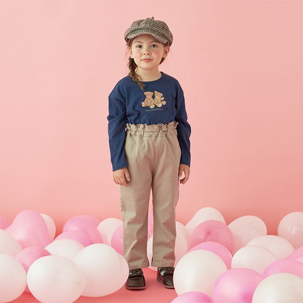 日本 Lycee mine - 俏麗皺摺錐形彈力長褲-黑