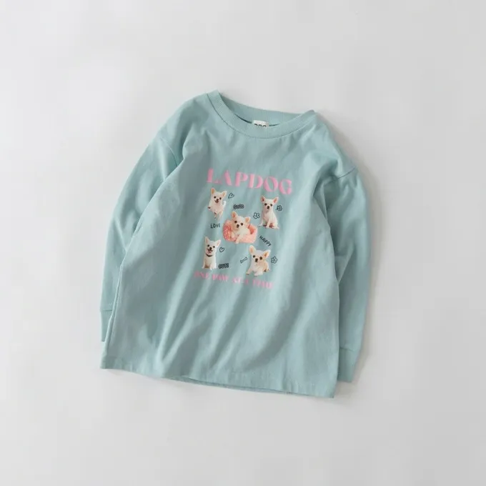 日本 BRANSHES - 100%棉 美味季節印花長袖上衣-鮮艷草莓-白