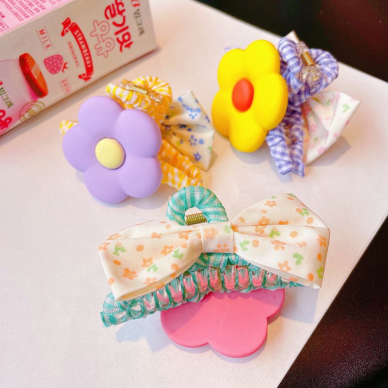 田園風碎花花朵爪夾-紫色花朵