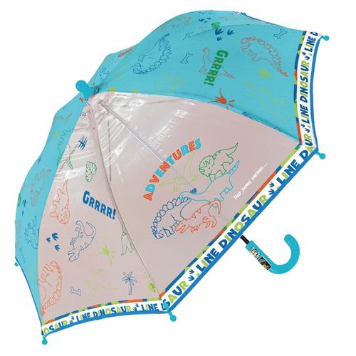 日本中谷 - 童趣透明窗耐風兒童直傘-恐龍集合-藍 (45cm)