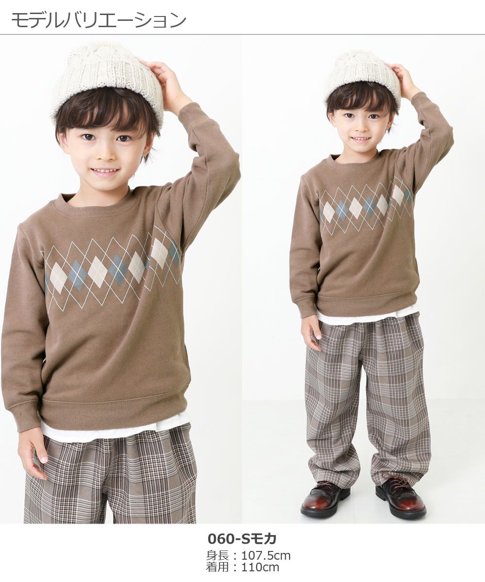 日本 devirock - 純棉裏起毛 定番百搭印花長T-打勾勾-薄荷