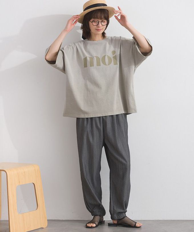 日本 Lupilien - 純棉復古刷色簡約落肩五分袖上衣-象牙白