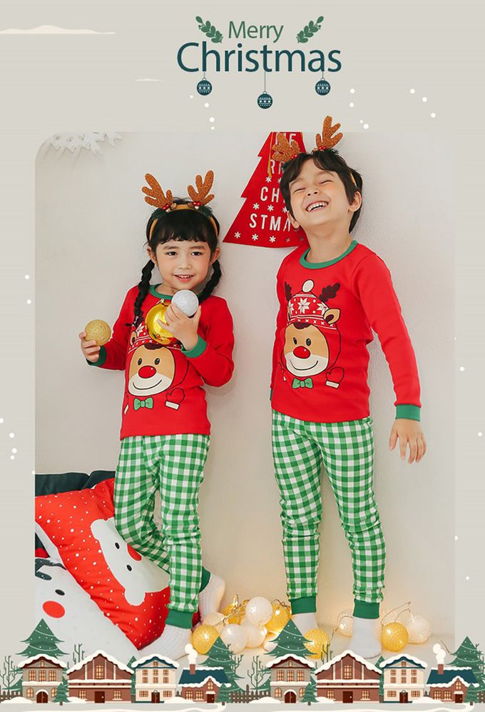 正韓 Puco - 超優質嬰幼兒/兒童長袖100% 有機純棉家居服/睡衣-紅帽麋鹿