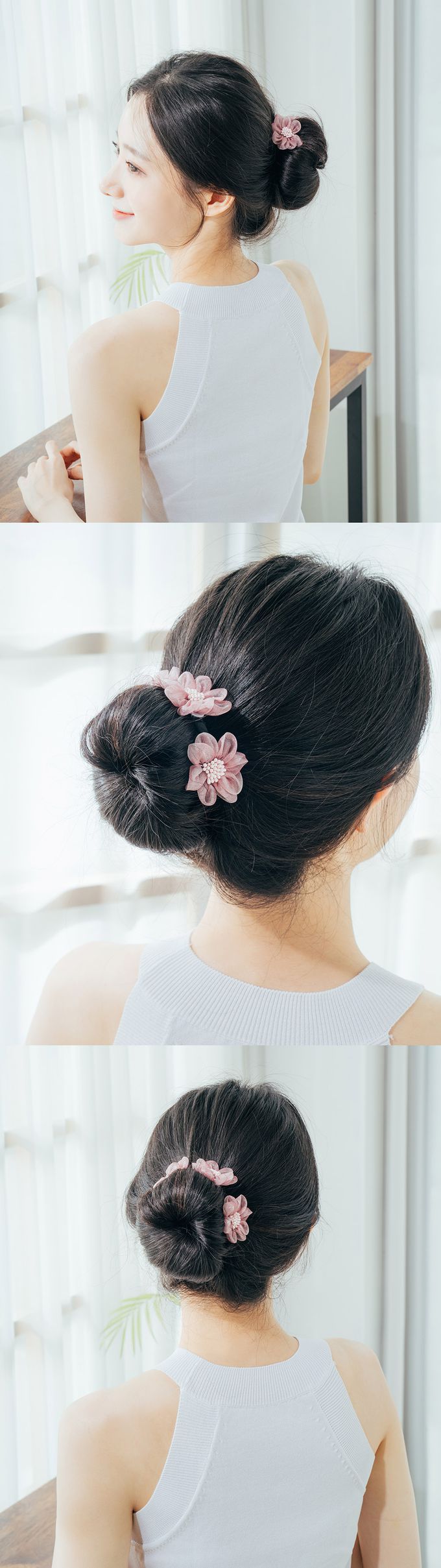 韓國 Soo&Soo - 手工浪漫花飾盤頭髮飾-粉紫 (約4.5*11*31cm)