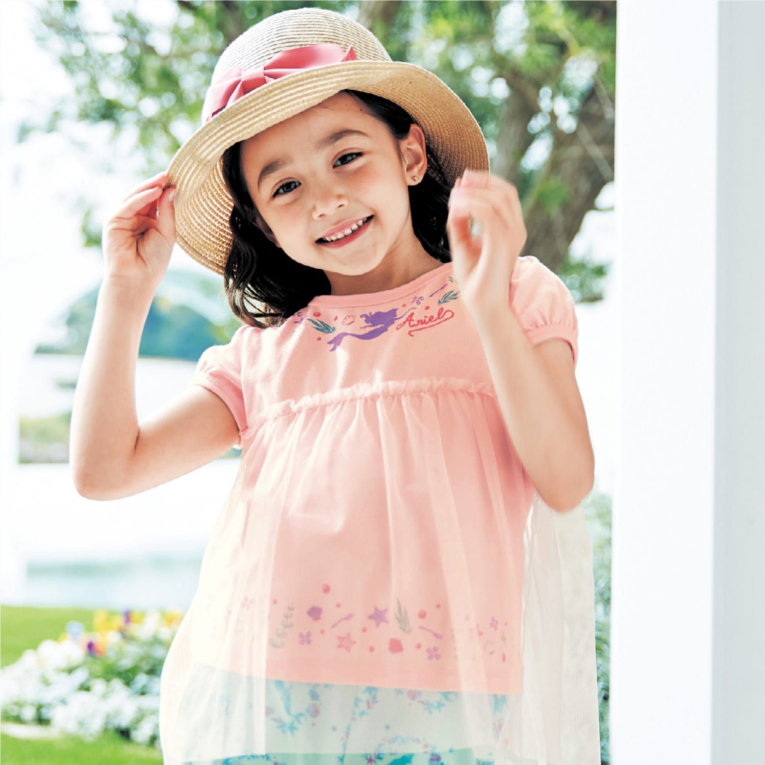 日本千趣會 - 迪士尼 外層薄紗泡泡袖上衣-冰雪奇緣-水藍