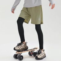 babybody - 吸濕排汗速乾假兩件運動褲-卡其色