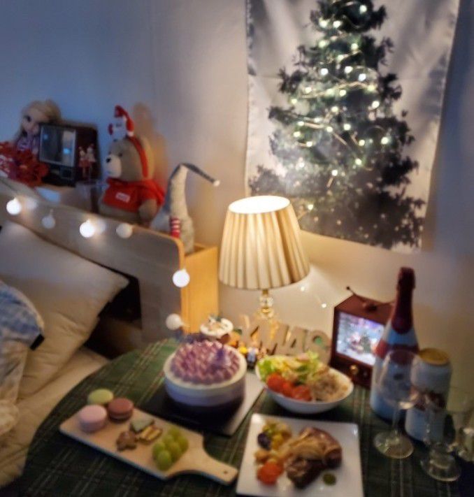 北歐手工聖誕樹掛布禮盒組贈5米50粒電池星光串燈/松樹掛布聖誕節必備/耶誕氛圍/裝置藝術/聖誕樹-芬蘭村 (小_50x70cm)