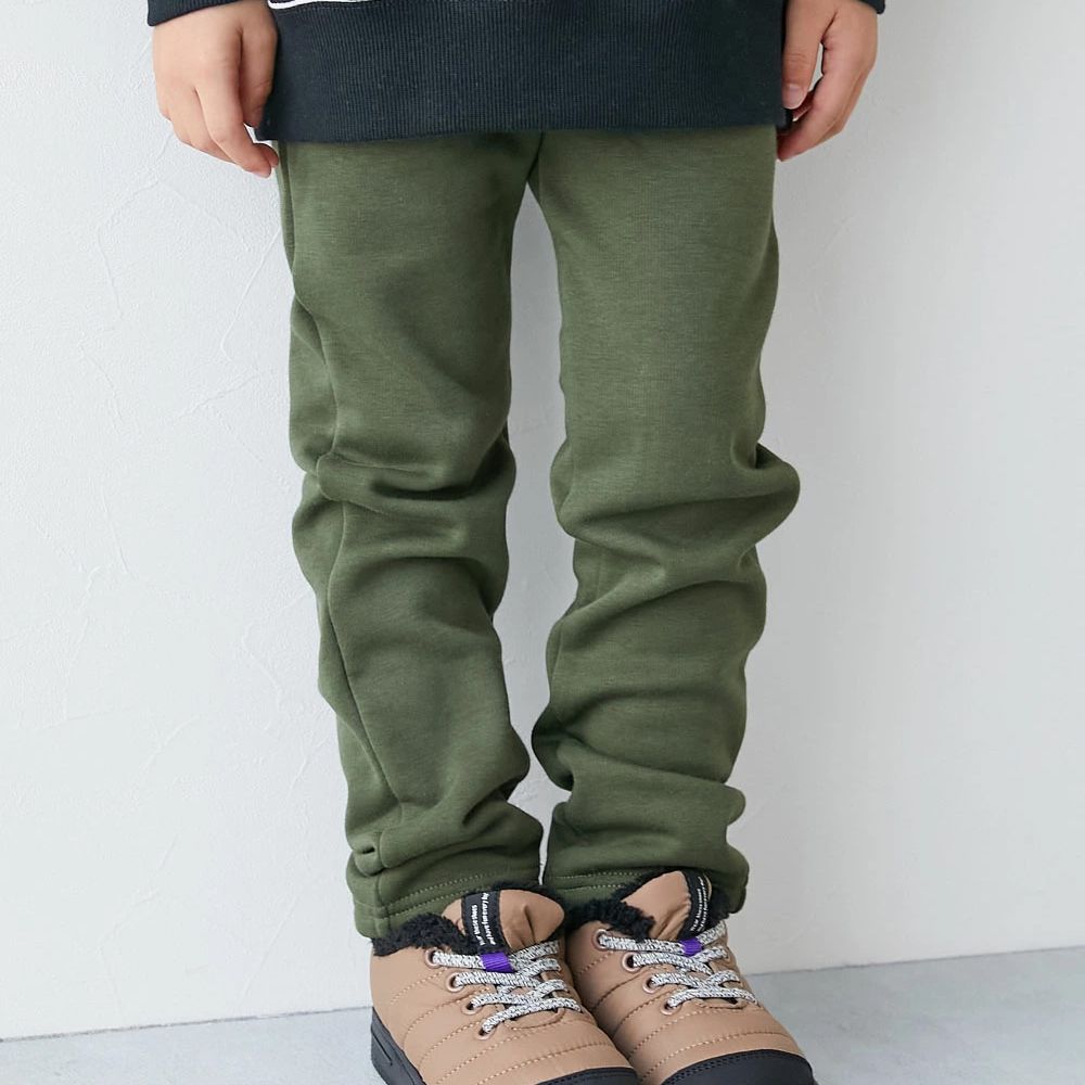 RICH WARM 保暖裏毛合身長褲-橄欖綠