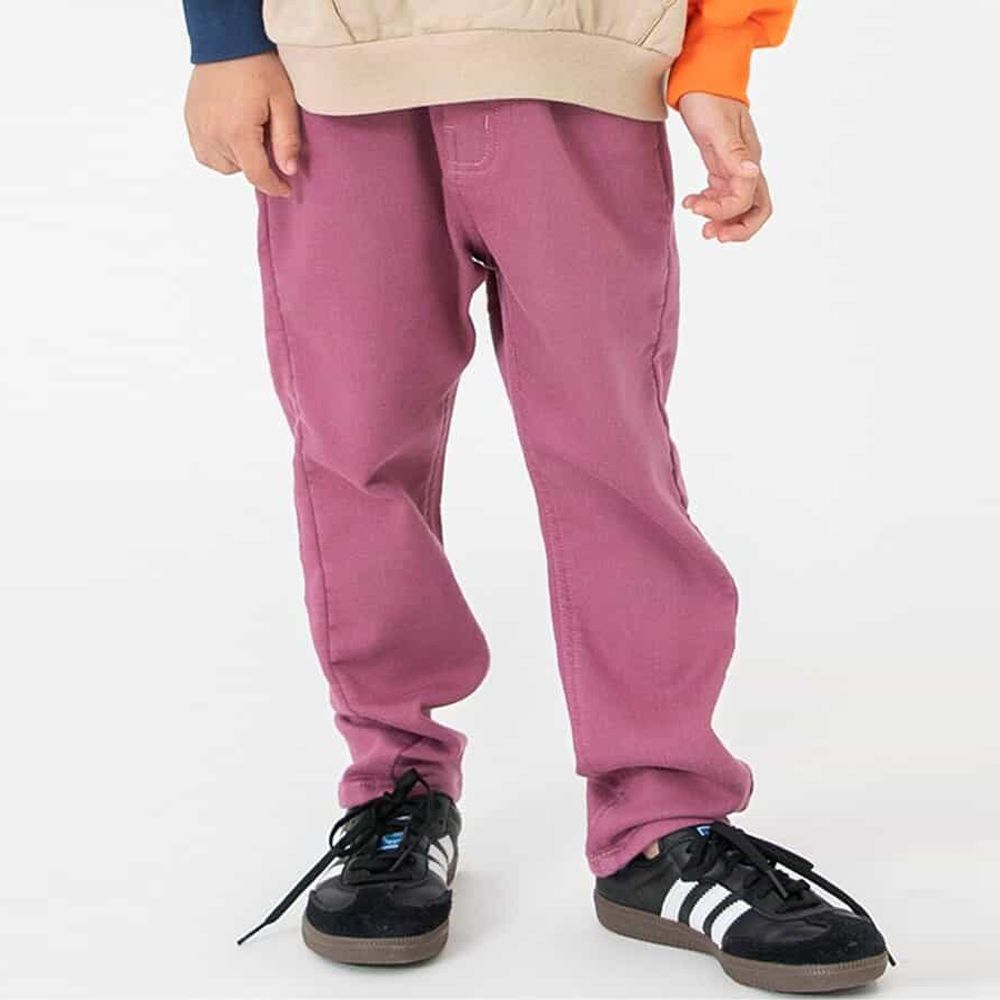 すぽ輕盈 刷毛保暖錐形長褲-酒紅